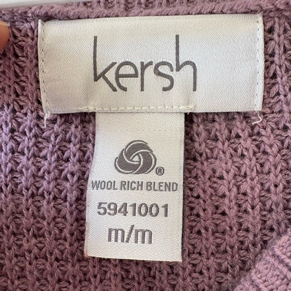 Kersh size M Women's Purple/Mauve wool blend Waffle Sweater, scoop neck - Picture 5 of 7